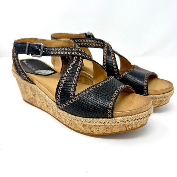 Nurture Shoes - Nurture Lilithe Platform Sandal 8 Black and Cork Jute Trim Comfort NWT